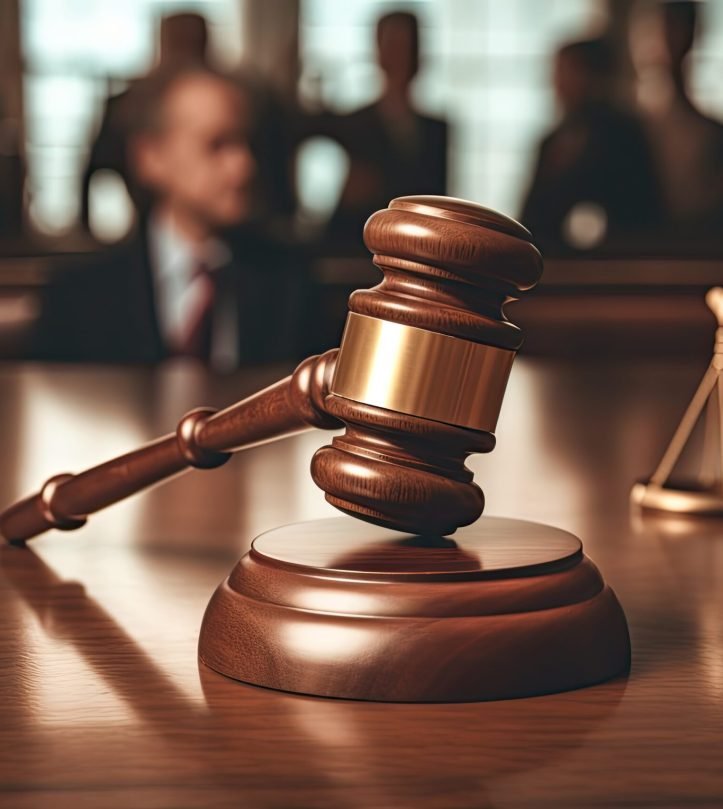 Court of Justice and law trial, courtroom attastor talking to magistrate, supreme Federal Court Judge Starts Civil Case Hearing